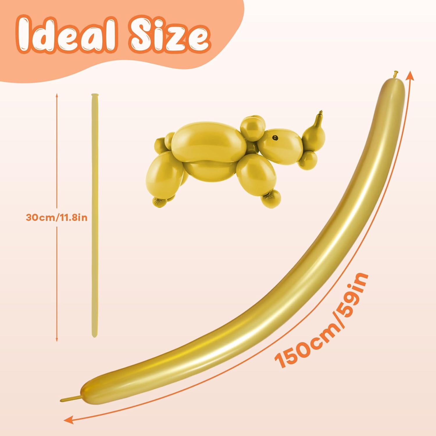 100Pcs 260 Balloons Gold Long Balloons for Balloon Garland Thickening Skinny Latex Twisting Animals Modeling Christmas Birthday Wedding Kids' Party Decorations - Image 2