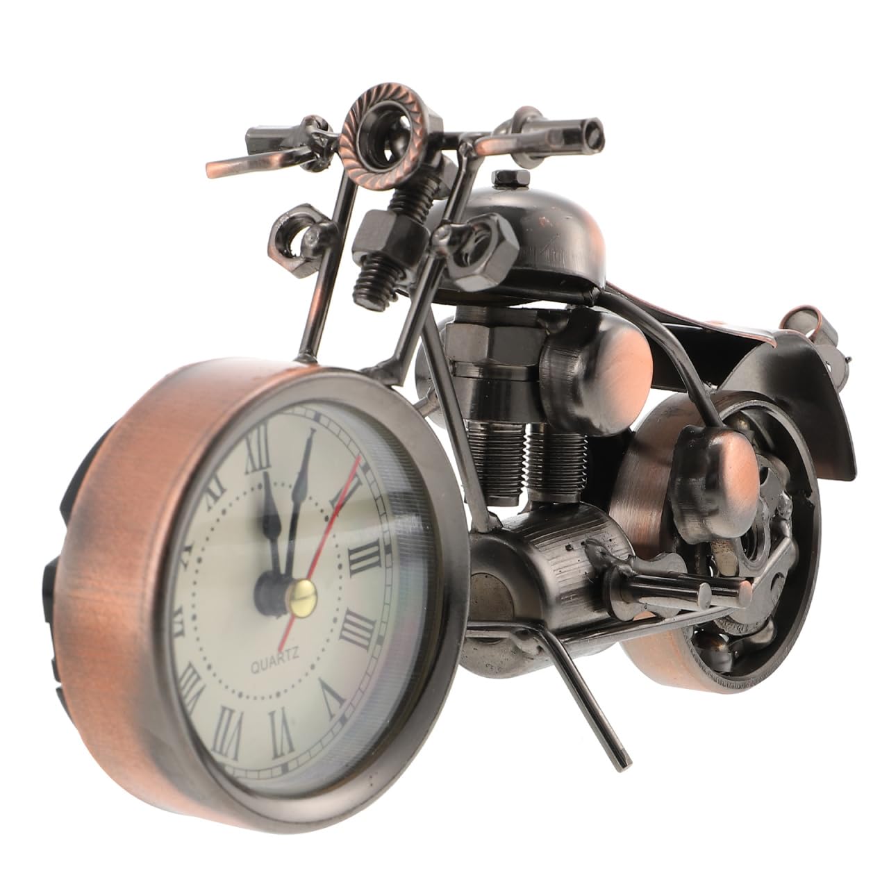 FOMIYES Bike Ornament Motorcycle Figurine Bedside Alarm Clock: Retro Classic Handmade Iron Motorcycle Shape Kids Clock Metal Art Ornament for Table Decor Coffee Work Desk Decor