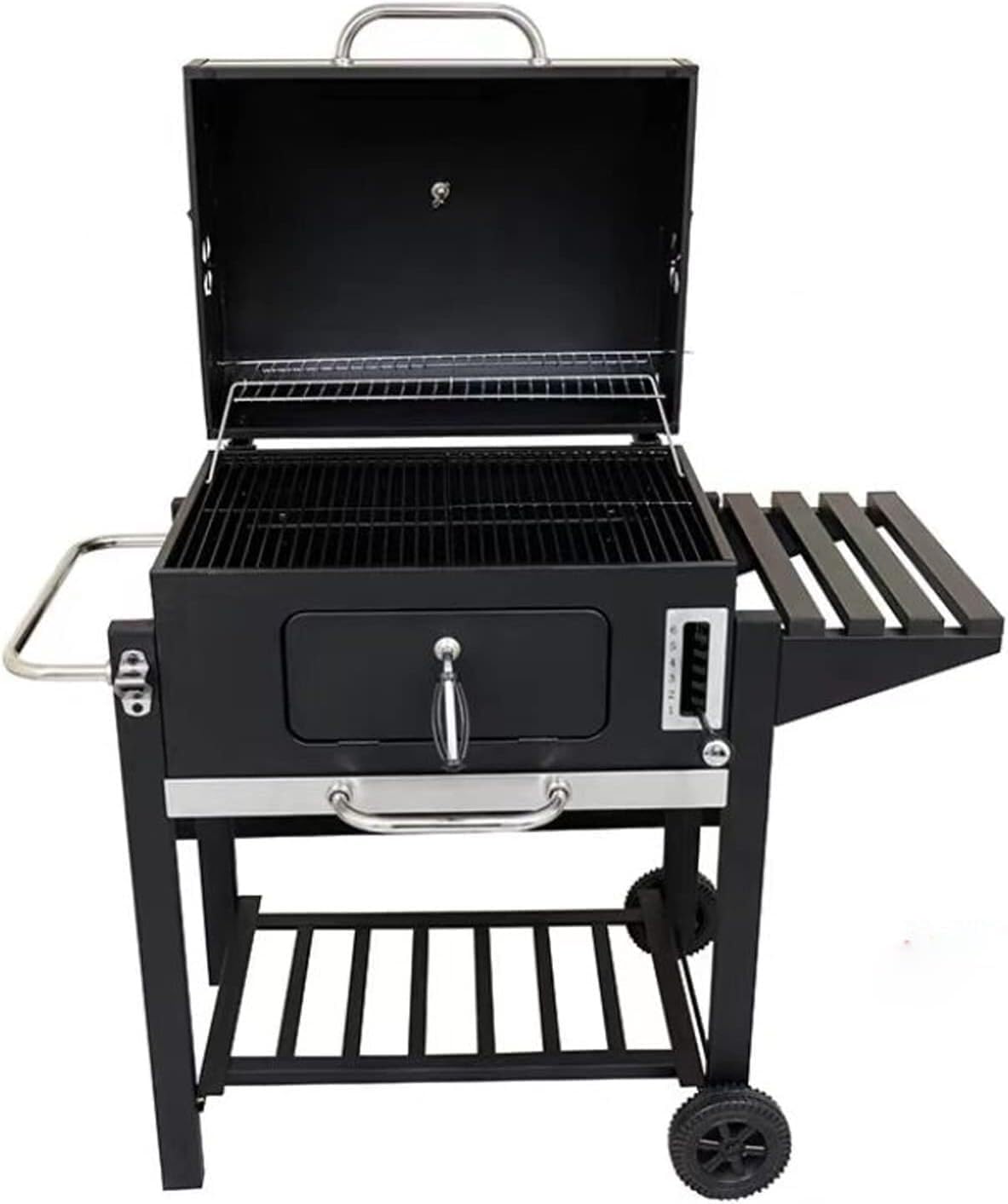 Barbacoa de carbón para exteriores con estante inferior