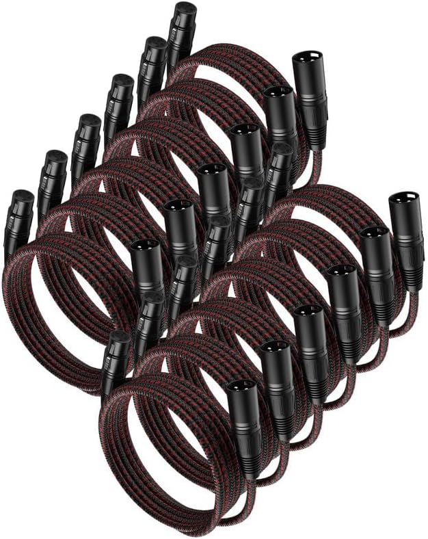 XLR Cables 6 FT 12 Pack, XLR Microphone Cable 3-Pin Male to Female Balanced Mic Cable XLR to XLR Speaker Heavy Duty Mic Patch Cords for Microphones, Mixer, Speaker Systems ect
