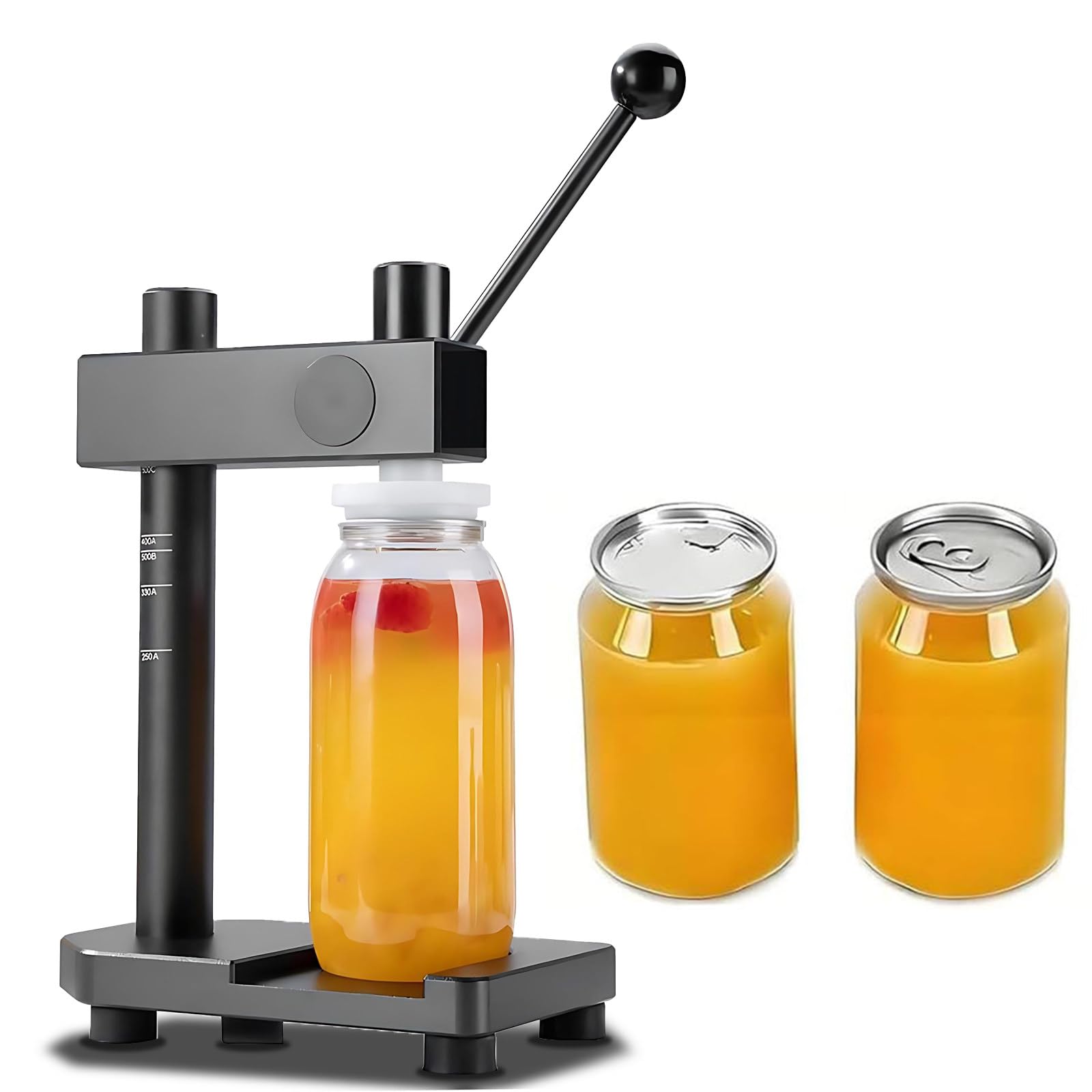 Scelleuse De Canettes Manuelle, Bocaux Et Bouteilles, Diamètre De Scellage 2 in, Outil Manuel en Alliage D'aluminium, Solution De Scellage Facile, avec 100 Bouteilles De 500 ML Gray