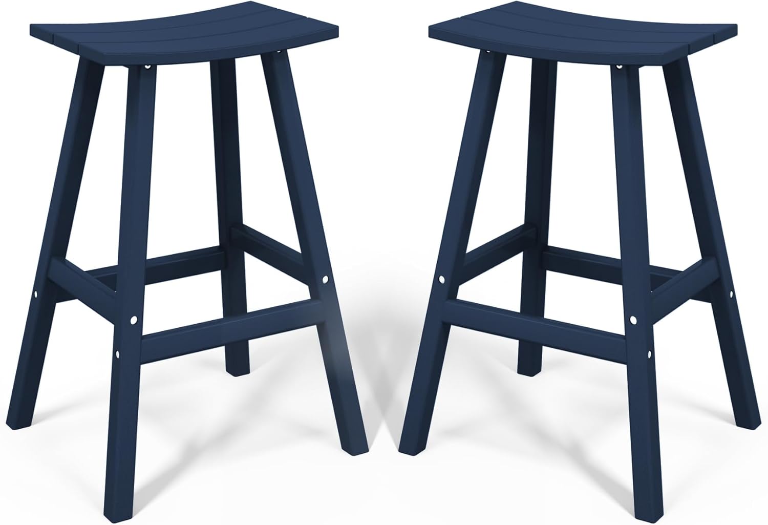 All-Weather Bar Stools Set of 2, 29" Height Outdoor Bar Stools, Adirondack Poly Patio Bar Stool for Patio, Deck, Kitchen Counter and Garden, Navy Blue