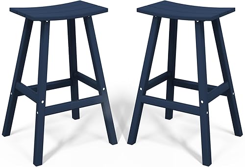 Miniatura 29 de Costaelm Juego de 2 taburetes de bar para todo tipo de clima, 29 pulgadas de altura, taburetes de bar Adirondack de polietileno para patio, terraza,