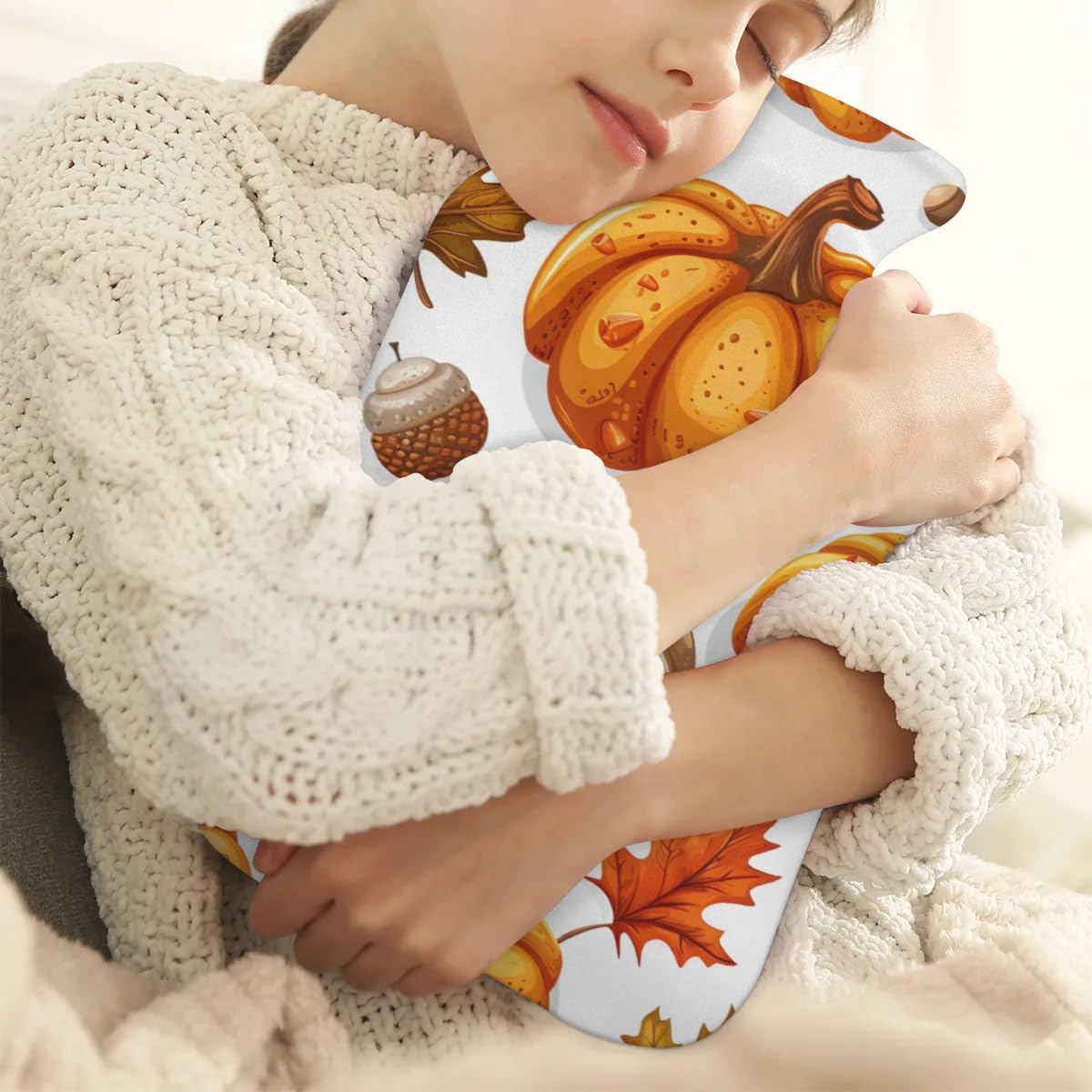 Hot Water Bottle with Soft Cover,2L Fantastic Pumpkin Hot Water Bag for Hot and Cold Compress, Hand Feet Warmer, Bright Pumpkin Rubber Hot or Cold Water Bottle Halloween Christmas Decorations
