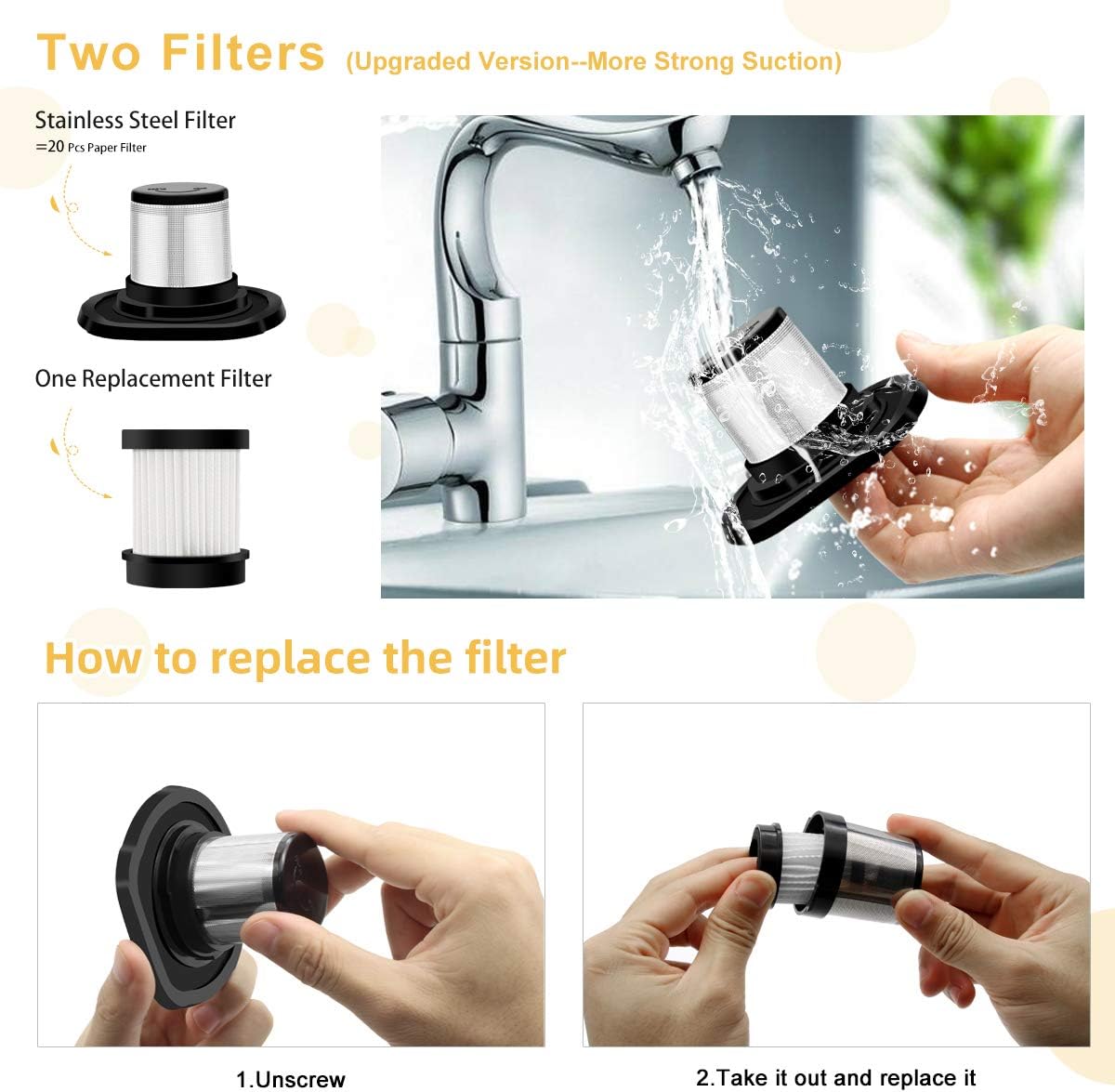 Buy 1 get 1 Portable Handheld Auto Vacuum Cleaner for Home, Rechargeable Cordless Dustbuster, Wet & Dry Cleaning Use, High Power, Quick Charge