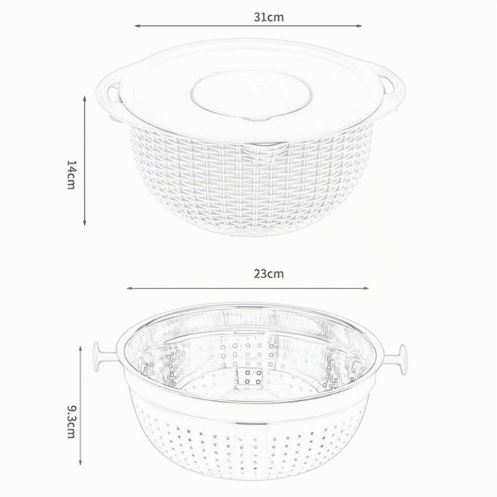 perfk Colador con Juego de Cuencos para Mezclar, Lavadora Multiusos con Rallador, Colador de Cocina, Juego de Cuencos para Frijoles, Cebada, Beige