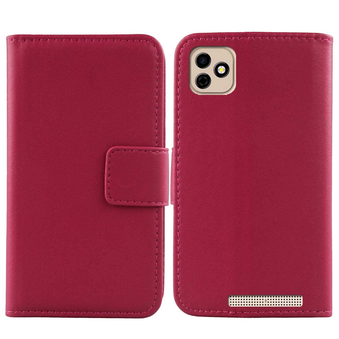Genuine Leather Case for Sky Elite E55 5.45" Wallet Premium Flip Protection Cover Skin Pouch with Card Slot (Rose)