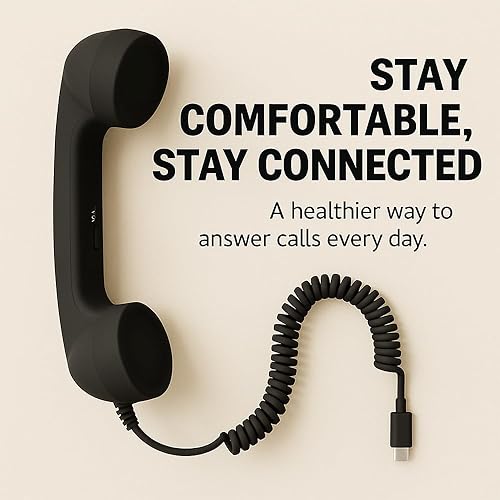 Miniatura 3 de Auricular retro para teléfono tipo C, teléfono retro con cable con micrófono y altavoz, receptor de teléfono clásico para teléfono celular