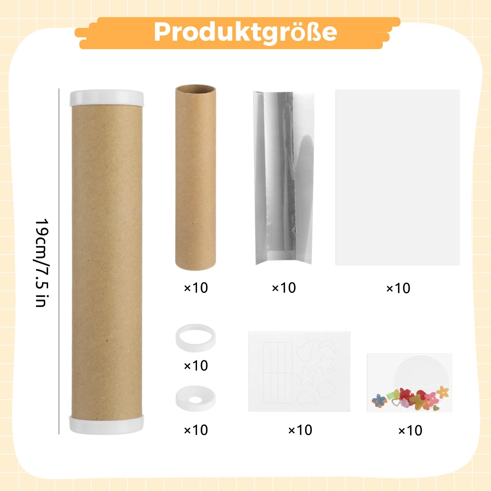 10Stück Kaleidoskop-Bastel-Set, DIY-kreatives selbstgemachtes Material, 7,5 Zoll weißes Papier, Kaleidoskop-Set für Junge Künstler zum Malen, Farben entdecken und als Party-Geschenke