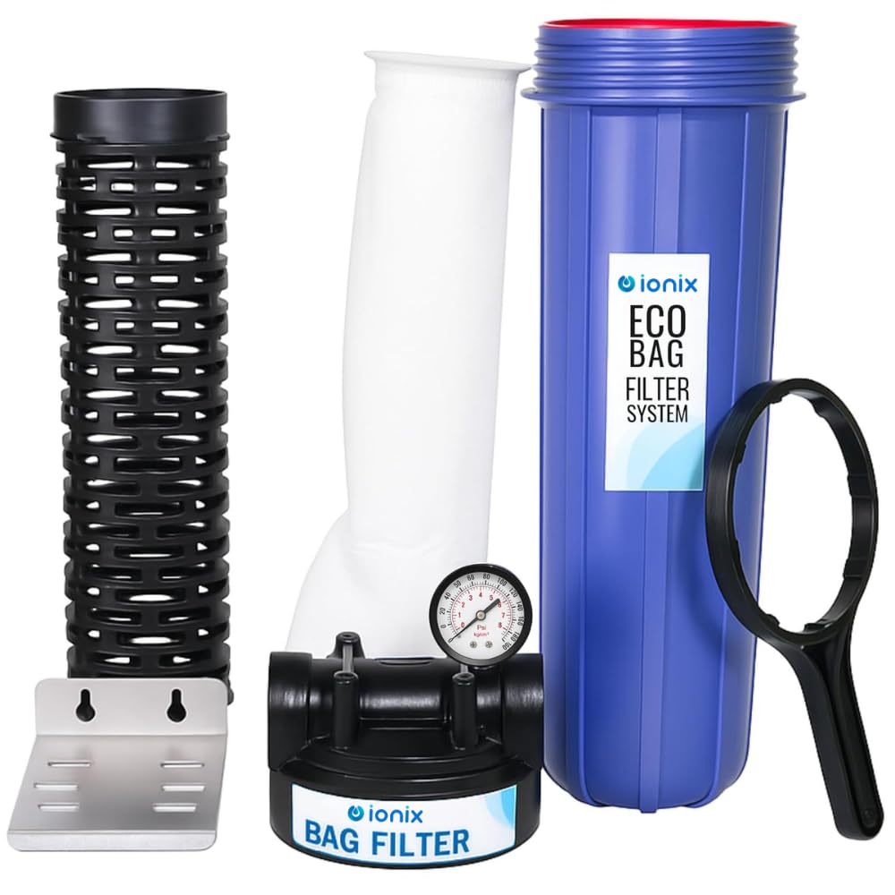 IONIX "Economical series" Whole House Water Filter & bag filter assembly 20 inch 5 micron Tank Filteration systems Sediment Bag filter (1 Inch In-out with mouting plate)-image-23