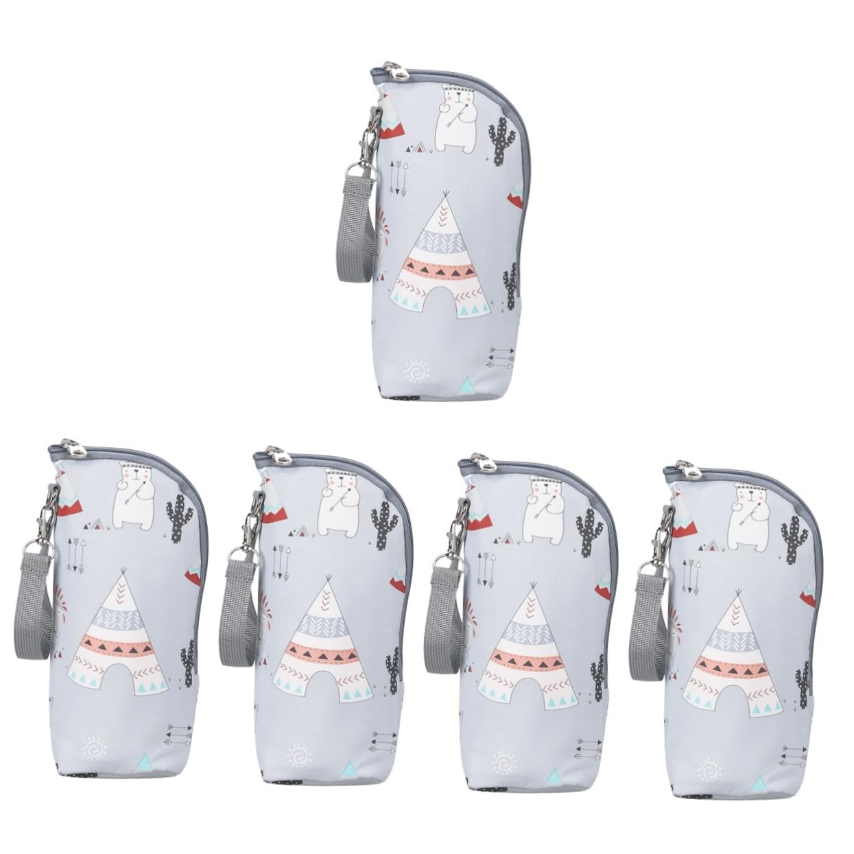 ibasenice 5pezzi Borsa Termica Per Biberon Sacchetto Isolante Per Latte Con Design Cerniera Materiale Oxford Resistente Per Viaggi e Attività All Aperto Compatibile Con La Maggior Dei