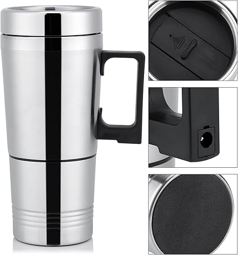 Miniatura 7 de Taza de calefacción eléctrica para automóvil, 12 V24 V, 10.1 fl oz, taza eléctrica para café, té, agua, botella de bebida (24 V)
