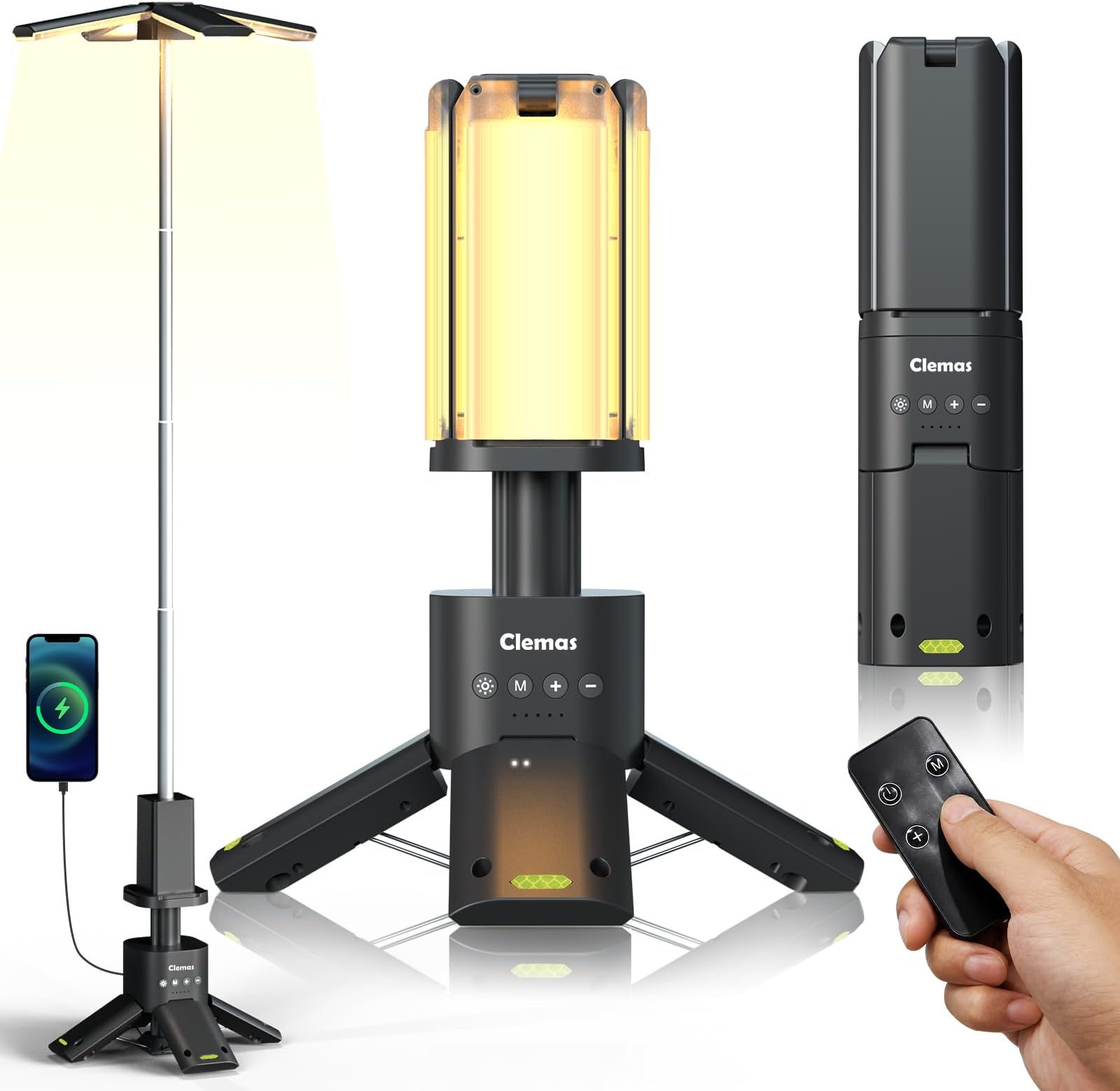 Clemas Telescopic Camping Lights Rechargeable 14000 mAh Led Multifunction Magnetic Lanterns Job Site Lighting Cordless Dimmable Camping Tent Lamp Portable Power Supply 6000LM IPX5 Waterproof