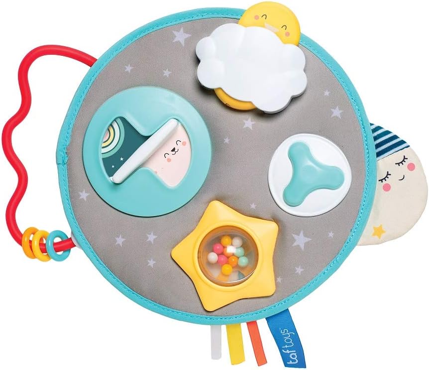 Taf Toys Mini Moon Activity Centre. 8 Activities for Baby Tummy-time play and Toddlers. Sensory Textures & Soothing Sounds. Suitable for Boys & Girls from 6 months +