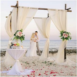 Sponsored Ad - Fall Backdrop Ivory Chiffon Backdrop 10ftx10ft Curtain Romantic Wedding Backdrop Drapes Photography Backdro...
