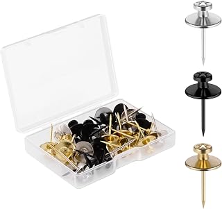 Double Headed Picture Hanging Nails, 30 Pack and 3 Colors, Friendly Decor Push Pins for Wall, Hang Pictures on Wall Without Nails