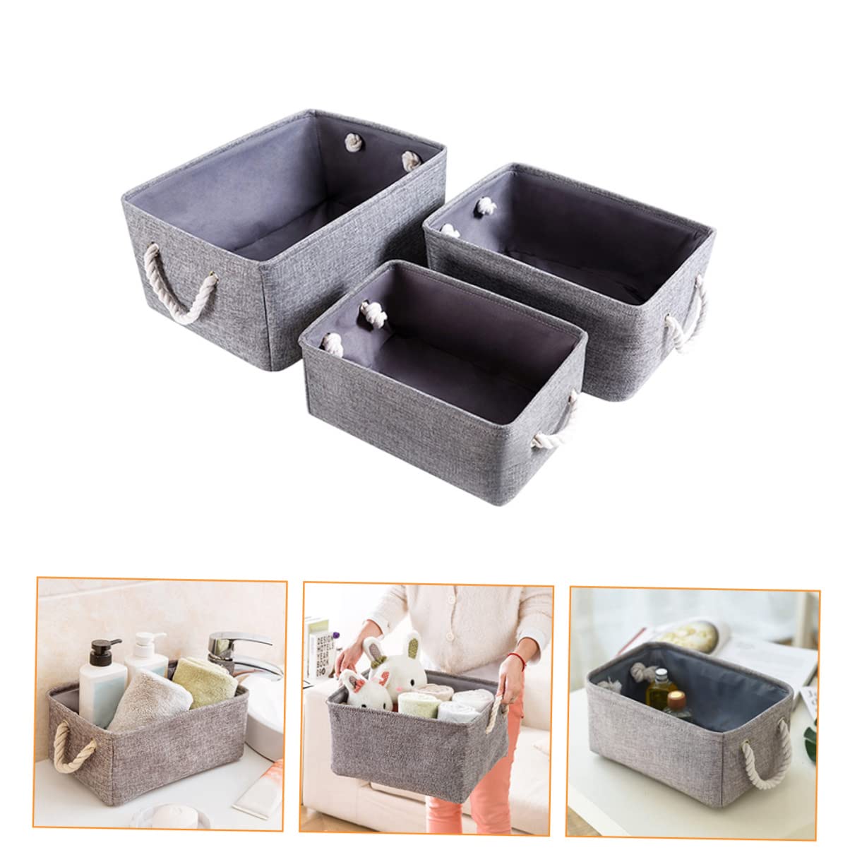 UPKOCH Cestas de Almacenamiento Plegables y Prácticas Hogar Hechas de Material de Calidad para Organizar Artículos Diversos como Ropa Sucia o Ropa de Cama Cestas Organizadoras Hogar Gris
