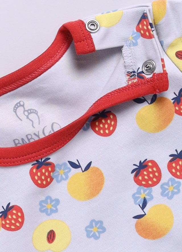 Image of Baby GO Cotton Printed New Born Baby Romper Jumpsuit Bodysuit Pack of 2 | Short Sleeve Sleepsuit | Nightwear | Summer Wear for Infants, Baby Boys and Baby Girls