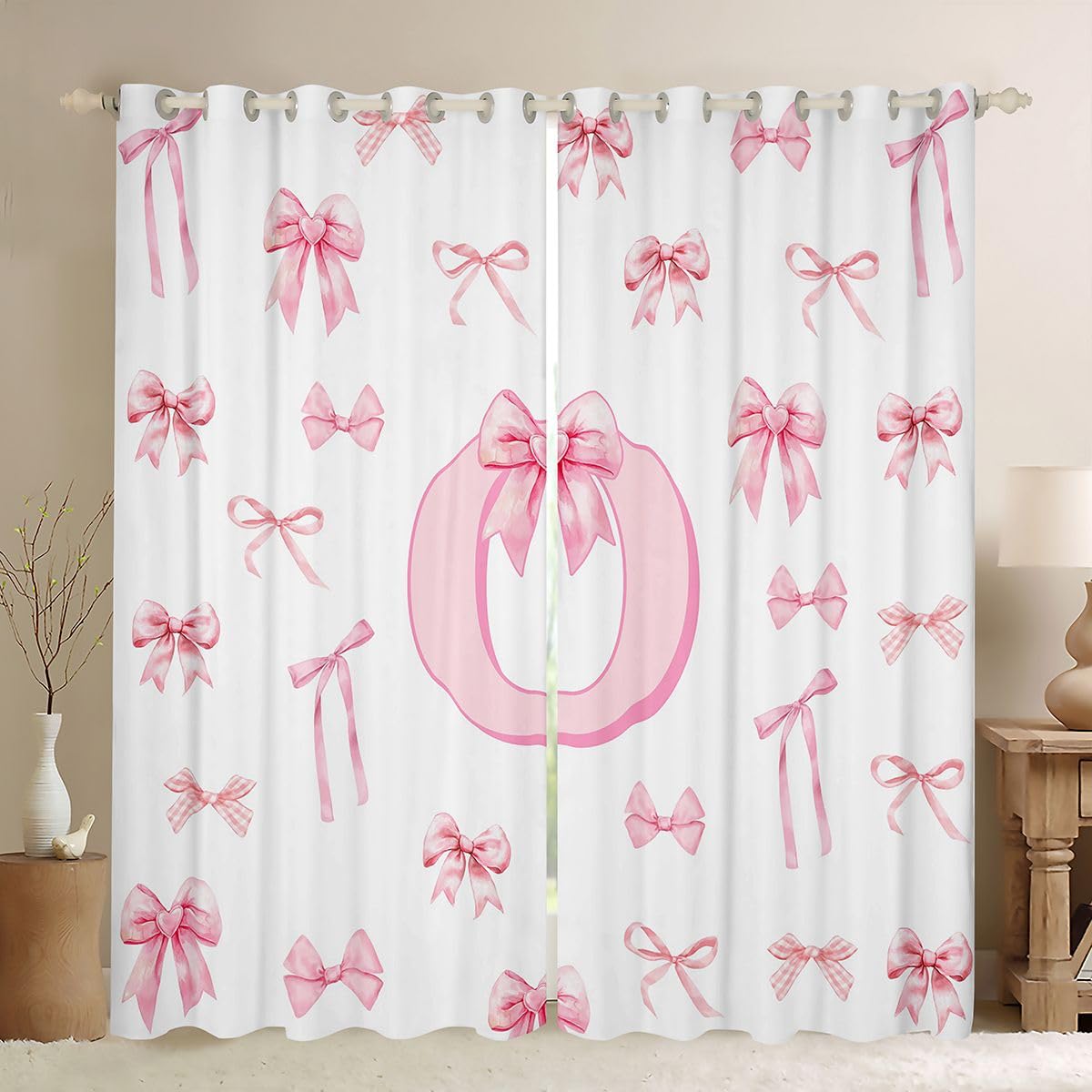 Rideau Nœud Mignon Rose pour Créer une Chambre de Princesse Rêveuse