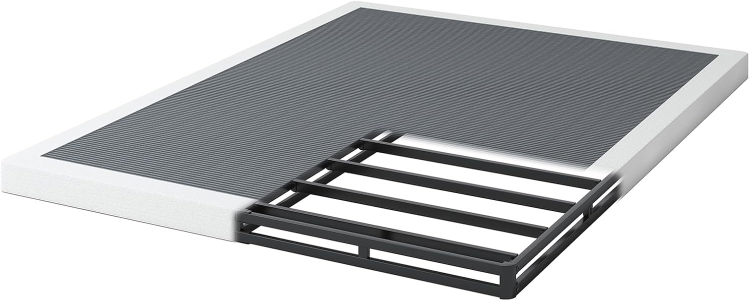 Box Spring King, 3 Inch Metal Box Spring Only, Heavy Duty Mattress Foundation with Fabric Cover, Easy Assembly, Noise Free 3 Inch King