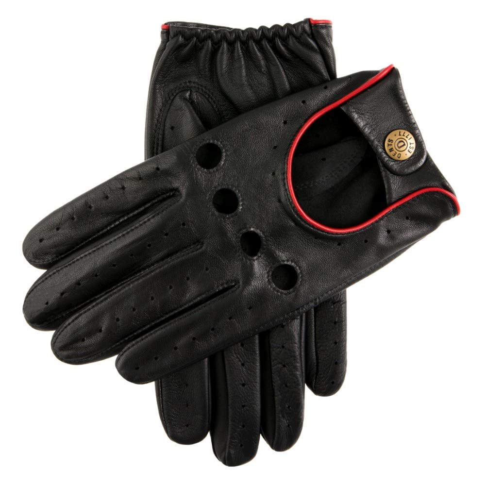 Dents Silverstone Men's Touchscreen Leather Driving Gloves BLACK/BERRY M