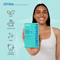 Vista 3 de Zimba Tiras blanqueadoras dentales con sabor a menta Blanqueador dental vegano y seguro para el esmalte con peróxido de hidrógeno para café, vino