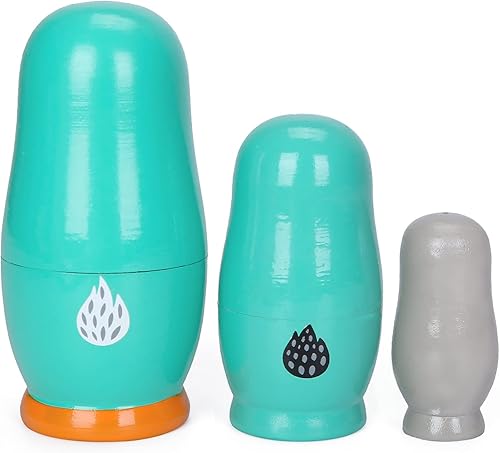 Miniatura 4 de Moonmo 3 muñecas de anidación de animales de madera hechas a mano, oso panda, regalo ruso, deseos, muñecas matryoshka tradicionales (oso verde)