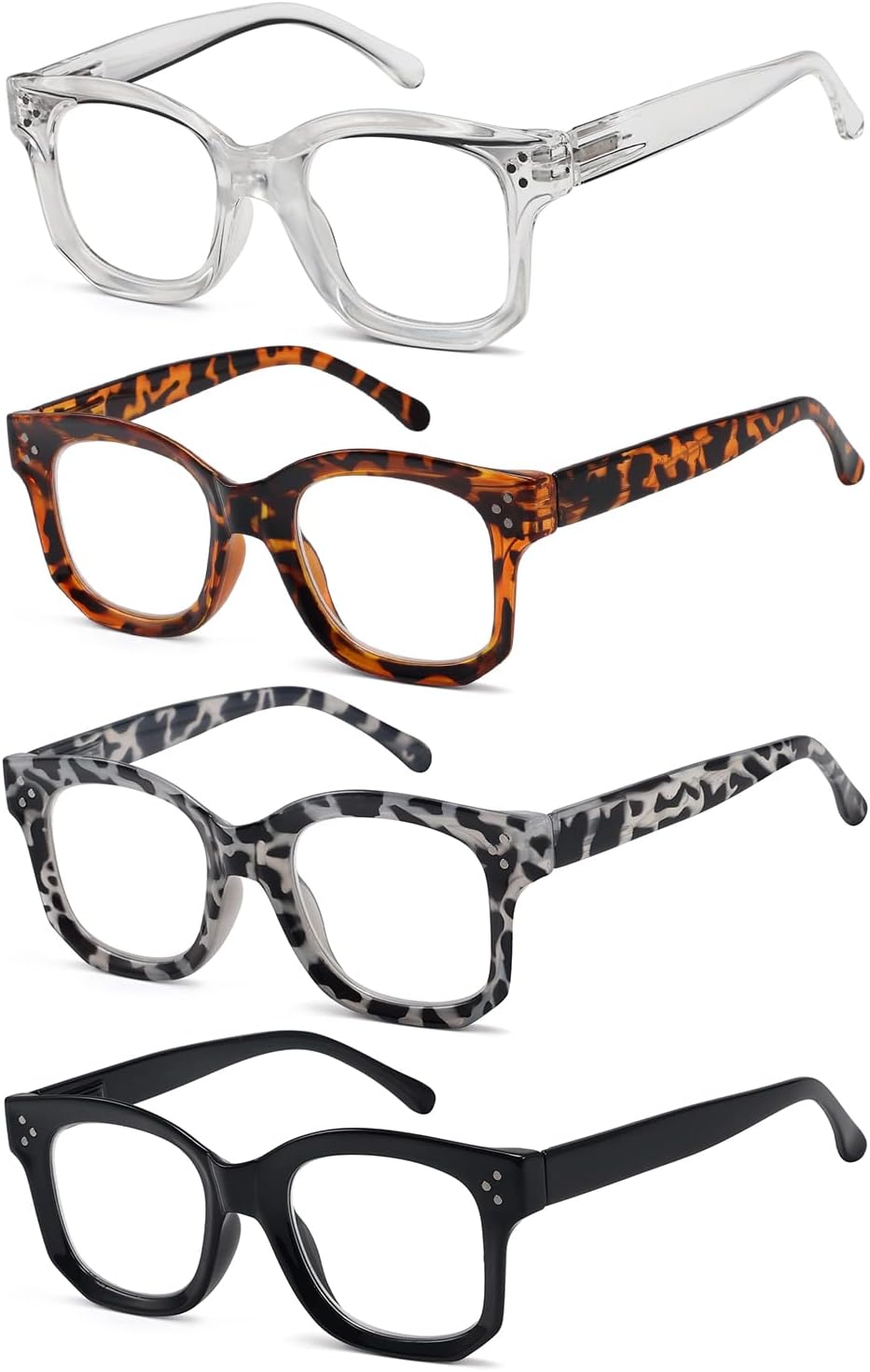 4 Pack Vintage Reading Glasses for Women - Large Frame Readers +2.50