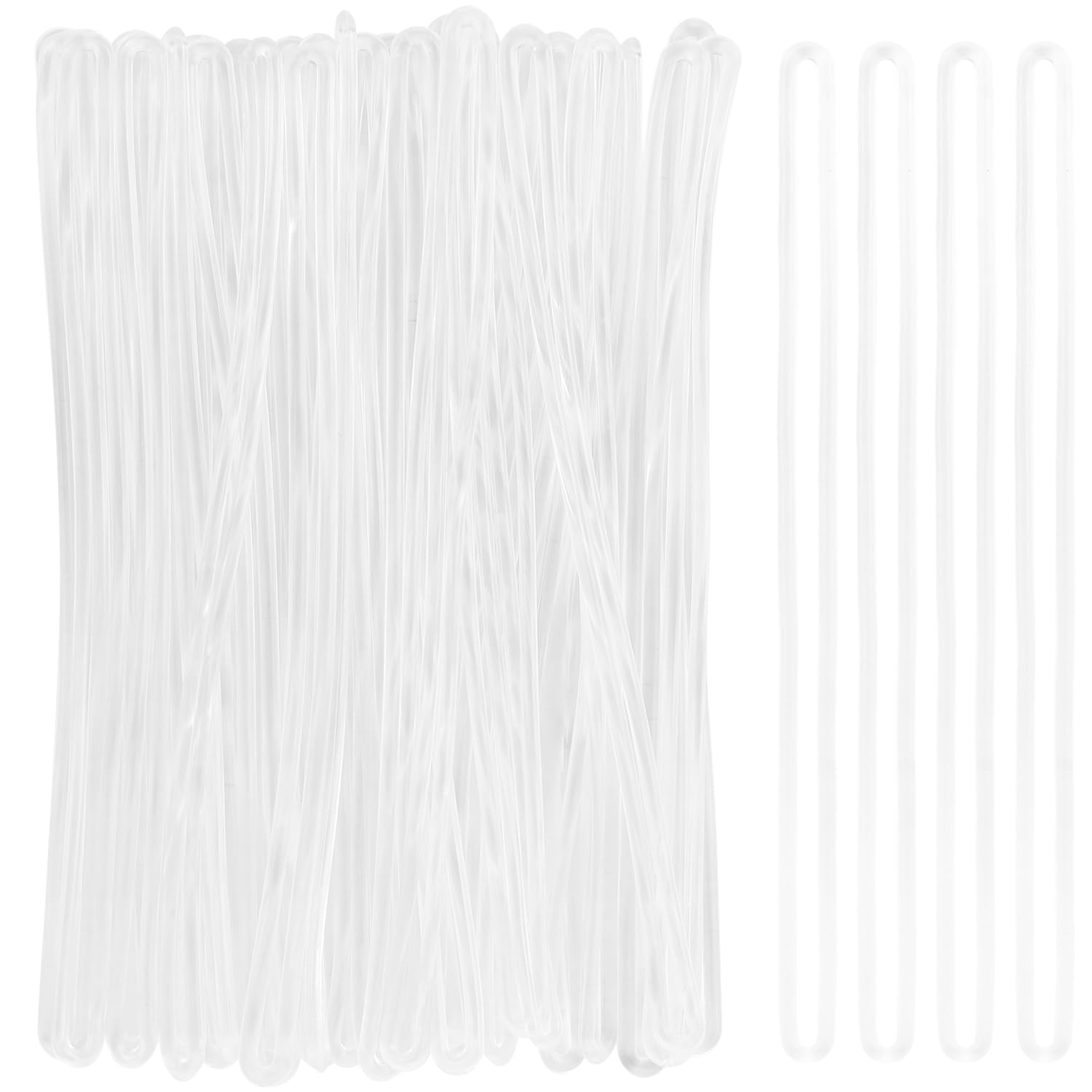 MIDELONG Clear Plastic Luggage Tag Loop Straps, 6 inch Transparent Luggage Tag Holder Travel Luggage Name Tag Worm Loops for Luggage Bag ID Tags