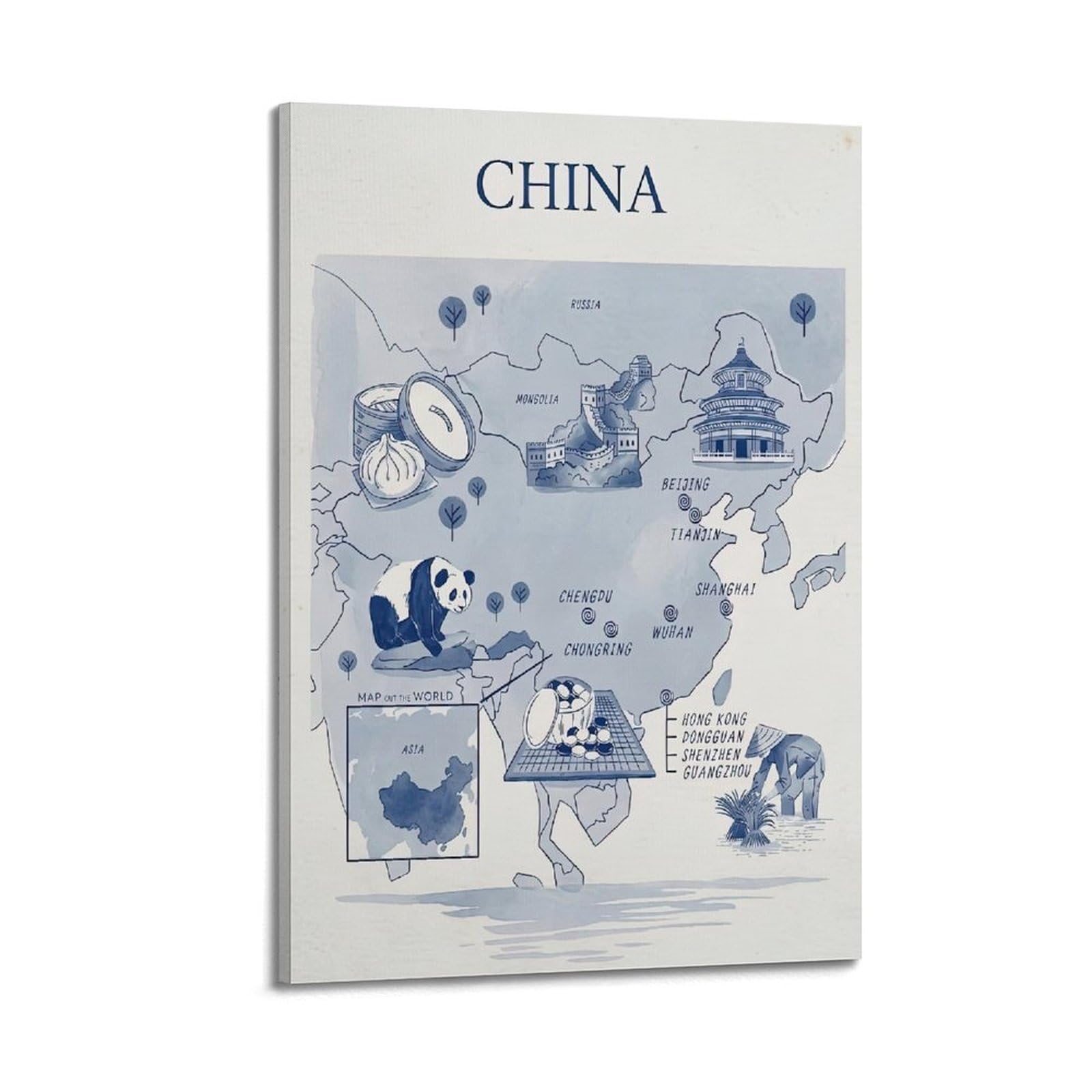 OKAHYS Vintage China Travel Artwork Poster Decorative Painting Canvas Wall Artworks Picture 20x30inch(50x75cm)