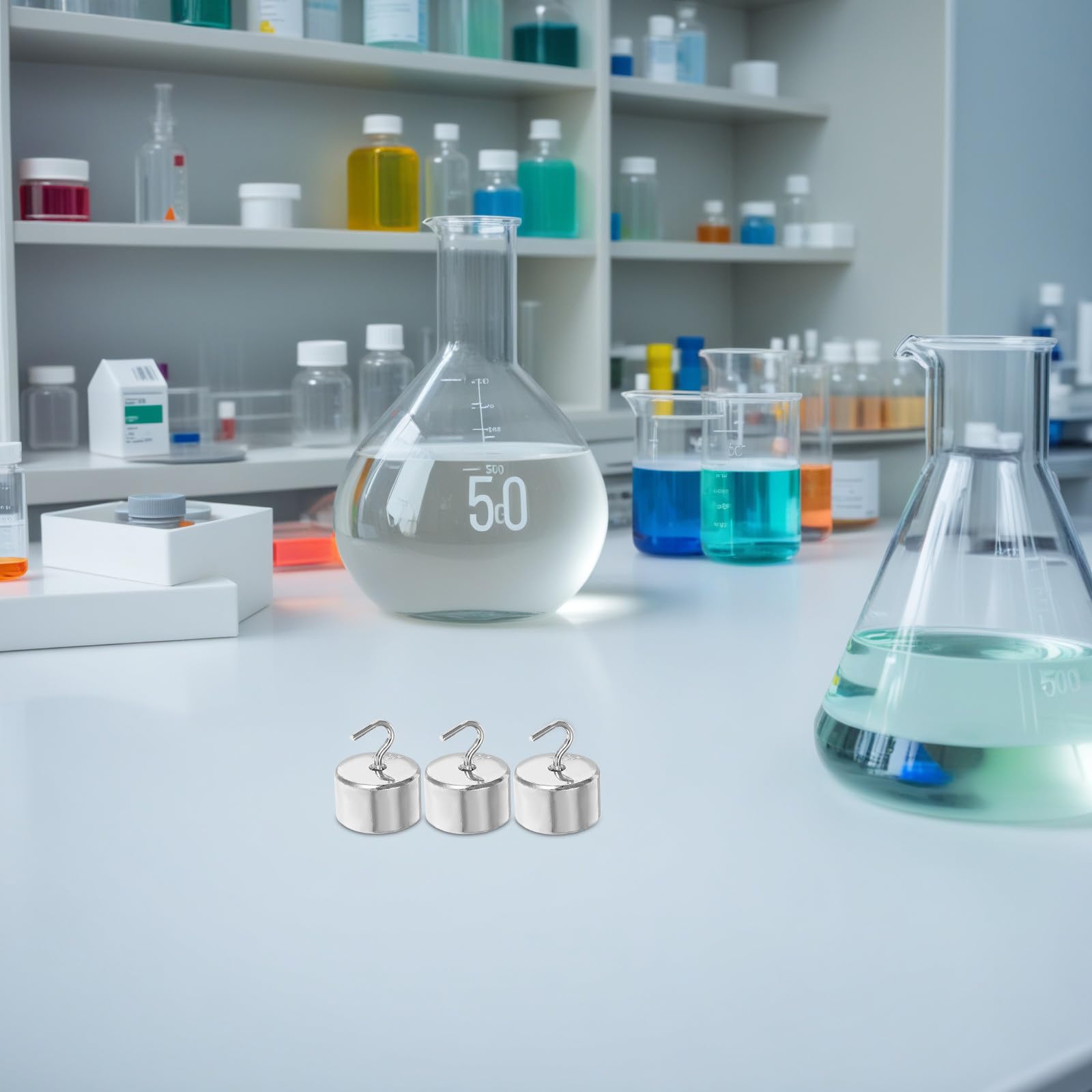 SHINEOFI Set di Pesi da Laboratorio Gancio 50 Pezzi 20 G Ciascuno in Ferro Cromato per Esperimenti di Fisica, Materiale Didattico per Laboratori Scientifici e Attività Educative