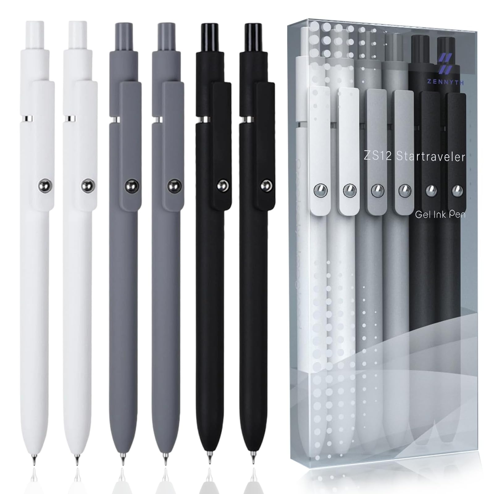 6PCS Gel Pen Set, Retractable Gel Pen, Quick Drying Ink Pen, Fine Nib, Advanced Smooth Writing Pen, Aesth