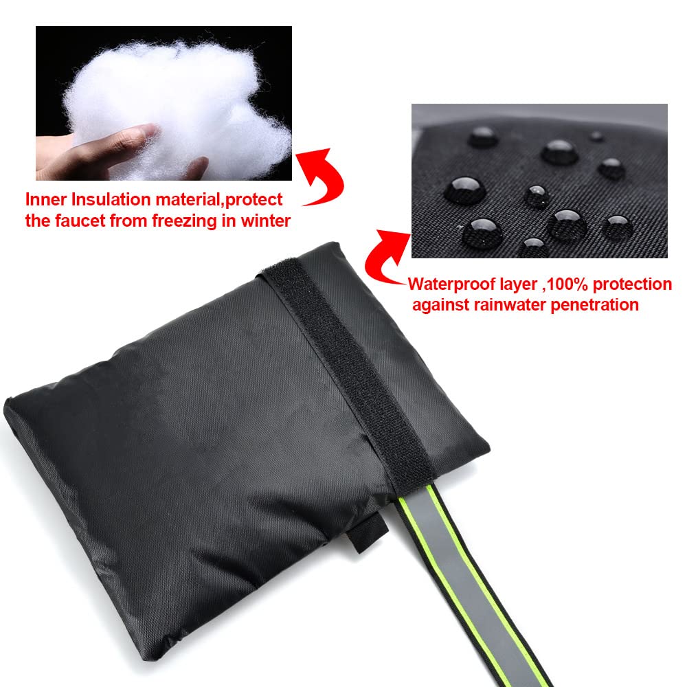 Outside Tap Cover For Winter Thickened Outdoor Faucet Protector Large Insulated Outdoor Faucet Cover From Freezing Bursting Waterproof Thermal Tap Jacket (Black