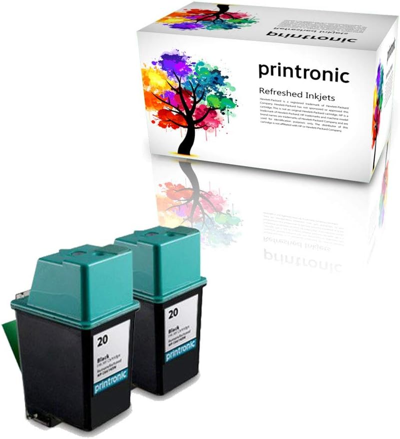 Remanufactured Ink Cartridge Replacement for HP 20 C6614DN (2 Black)