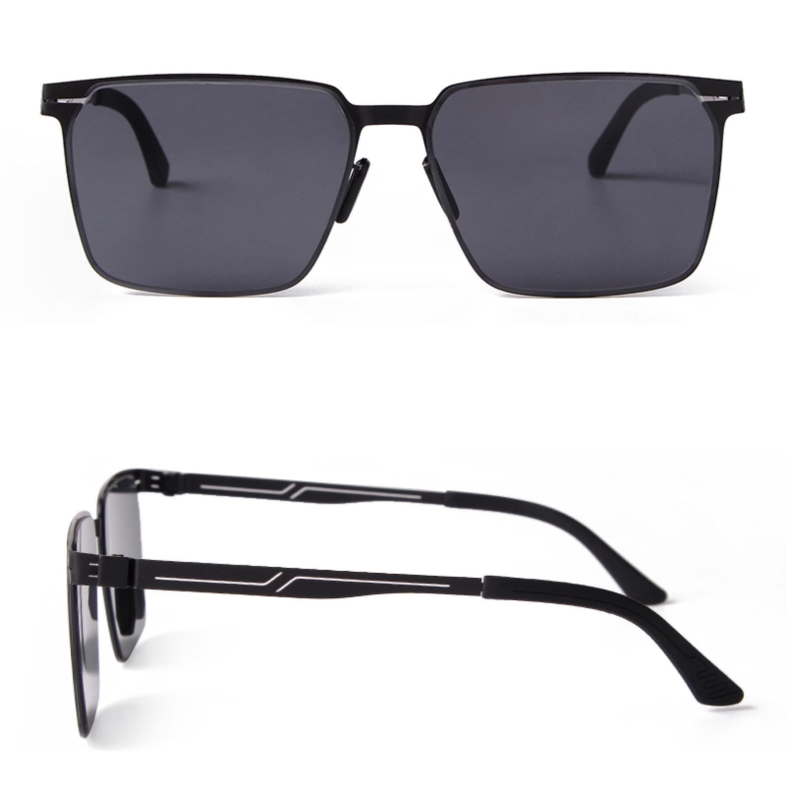 Occhiali da sole alla moda con montatura in metallo e lenti grigie da donna e da uomo, con doppio ponte, da guida, da uomo, UV400