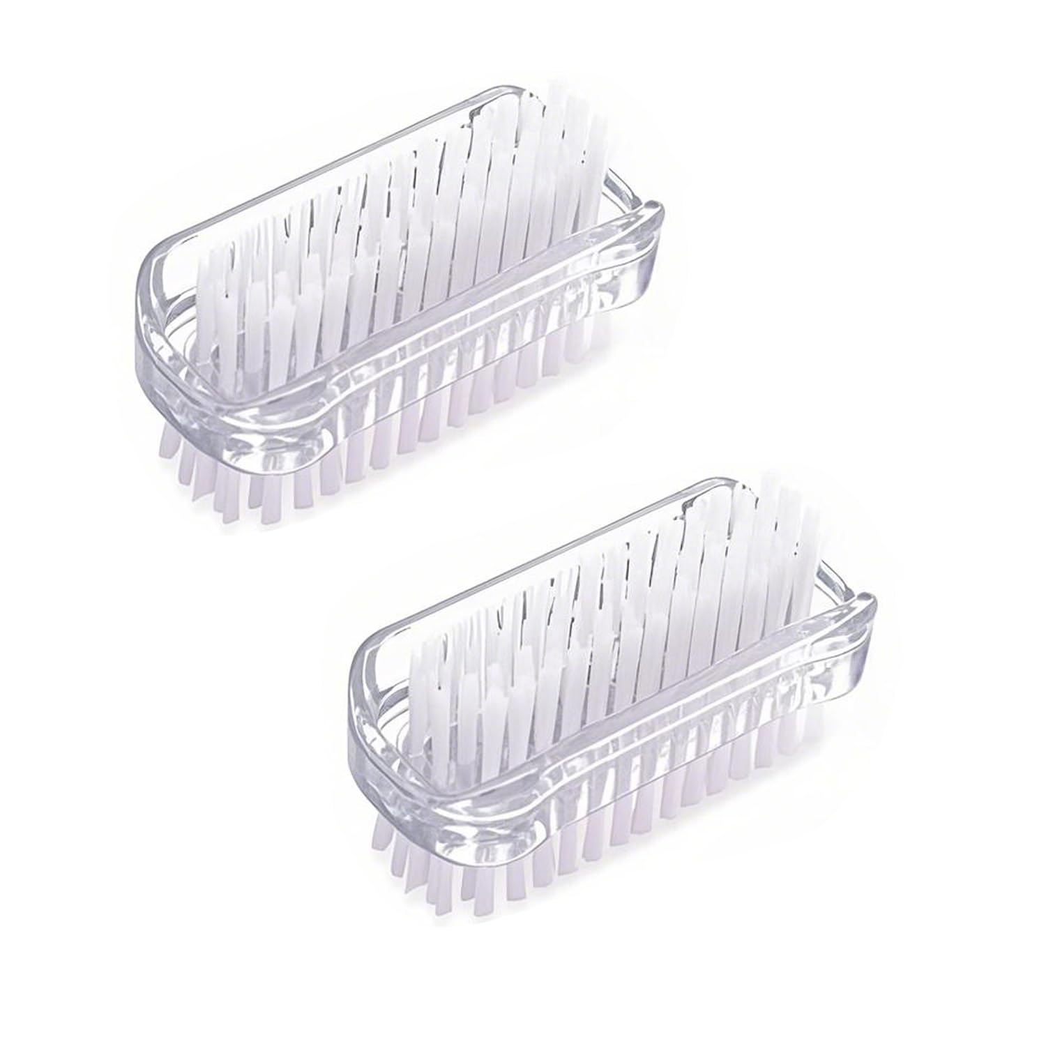 2 Piezas Cepillo Uñas Manos de Doble Cara, Handle Grip Nail Brush, Nail Brush para Limpieza de Dedos y Uñas Manicura de Fregado(Transparente)