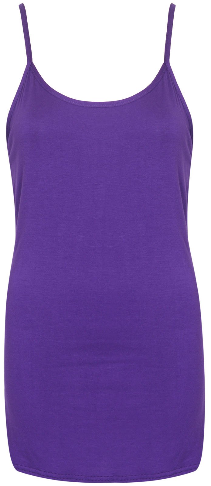 Purple Hanger Women's Purple Plain Sleeveless Stretch Round Scoop Neckline Camisole Long Strappy Vest Tank Top Plus Size (26-28, Numeric_26)