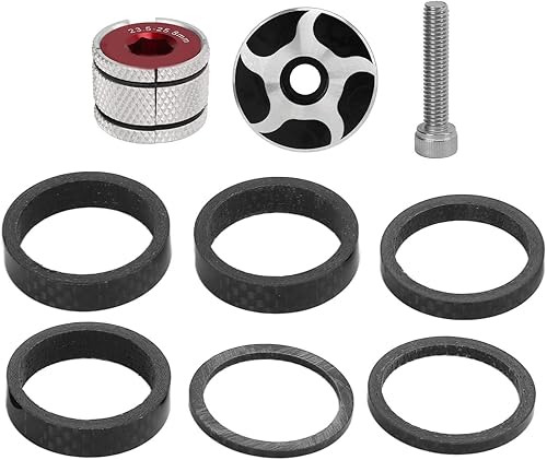 Miniatura 7 de Juego de espaciadores de auriculares de bicicleta de carretera, espaciador de auriculares de bicicleta livianos antidesgaste DIY fibra de carbono