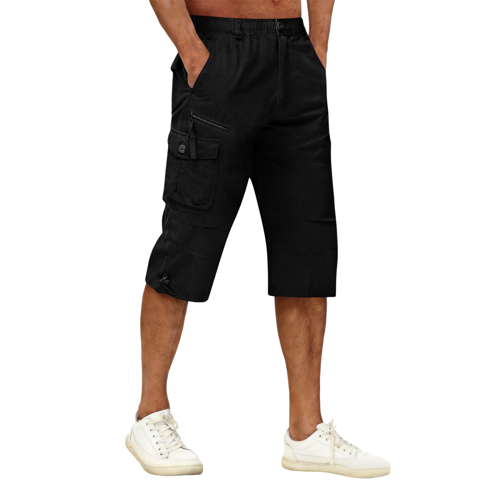 Pantaloni cargo da uomo vintage estivi: pantaloni a tre quarti oversize | Traspiranti