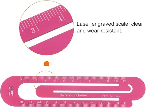 Miniatura 10 de HARFINGTON 2 piezas de regla recta de 4.7 in para marcapáginas métrica, regla de metal de aleación de aluminio en ambos lados, herramienta de escala