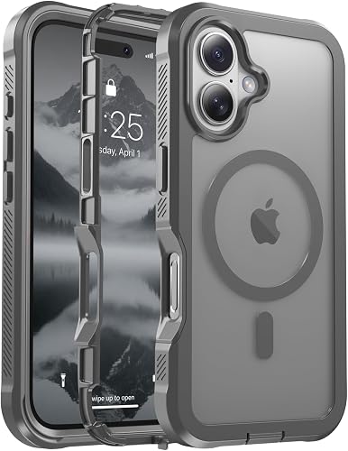 jaroco Magnetic for iPhone 17 Case, [Compatible with MagSafe][Military Grade Drop Protection][Heavy Duty Protection][Non-Slip][Shockproof] 2-Layer Durable Bumper Phone Case 6.3''-Gray