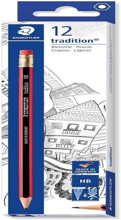 Staedtler Tradition 112 HB Lead Pencil with Rubber Tip (Pack of 12