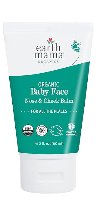 Earth Mama Organic Baby Face Nose & Cheek Balm | Moisturizer with Calendula Oil for Dry Skin Care, Natural Petroleum Jelly Alternative (2-Fluid Ounce)