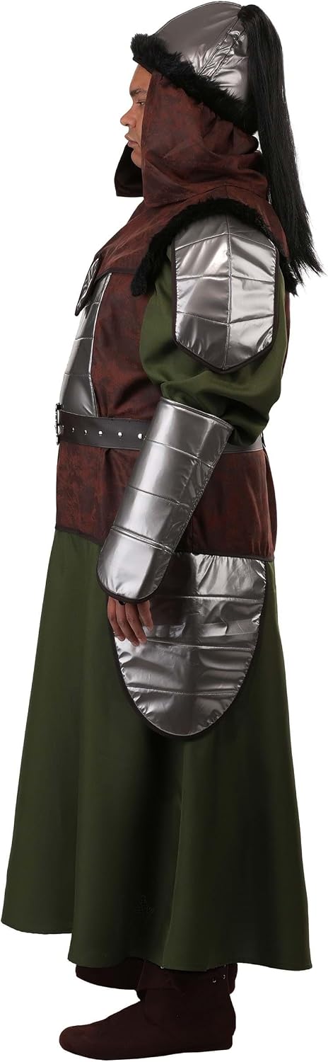 Plus Size Adult Genghis Khan Costume with Robe, Armor, Helmet, & Gauntlets | Historical Warrior Halloween Cosplay Outfit