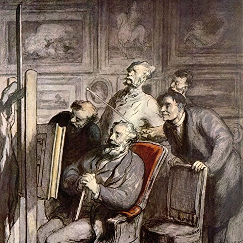 1art1 Honoré Daumier Poster Die Kunstliebhaber, Um 1862 Bilder Leinwand-Bild Auf Keilrahmen | XXL-Wandbild Poster Kunstdruck Als Leinwandbild 70x70 cm