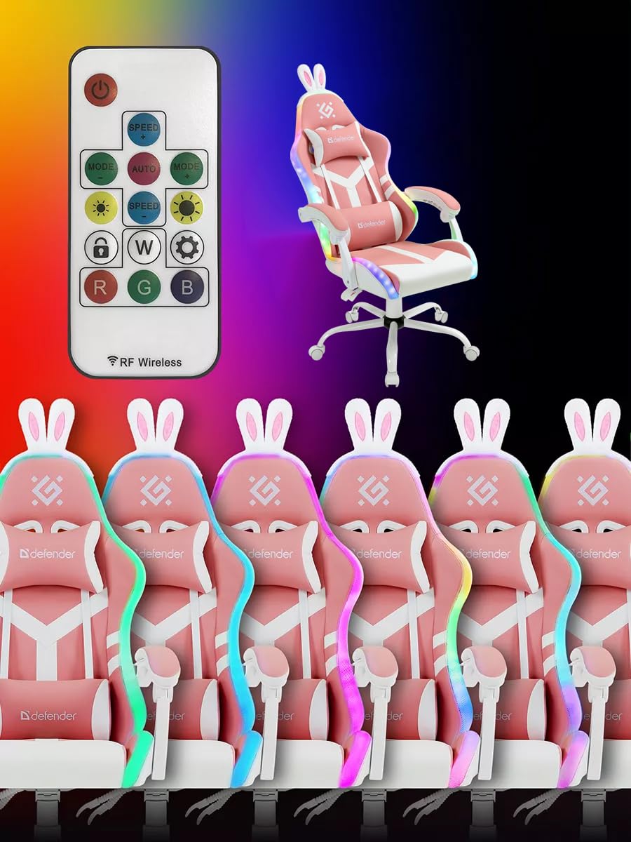 Defender Gaming-Stuhl IDEAL, Bürostuhl, ergonomischer Computerstuhl mit Kopfstütze, verstellbares Lendenkissen, höhenverstellbar, ROSA