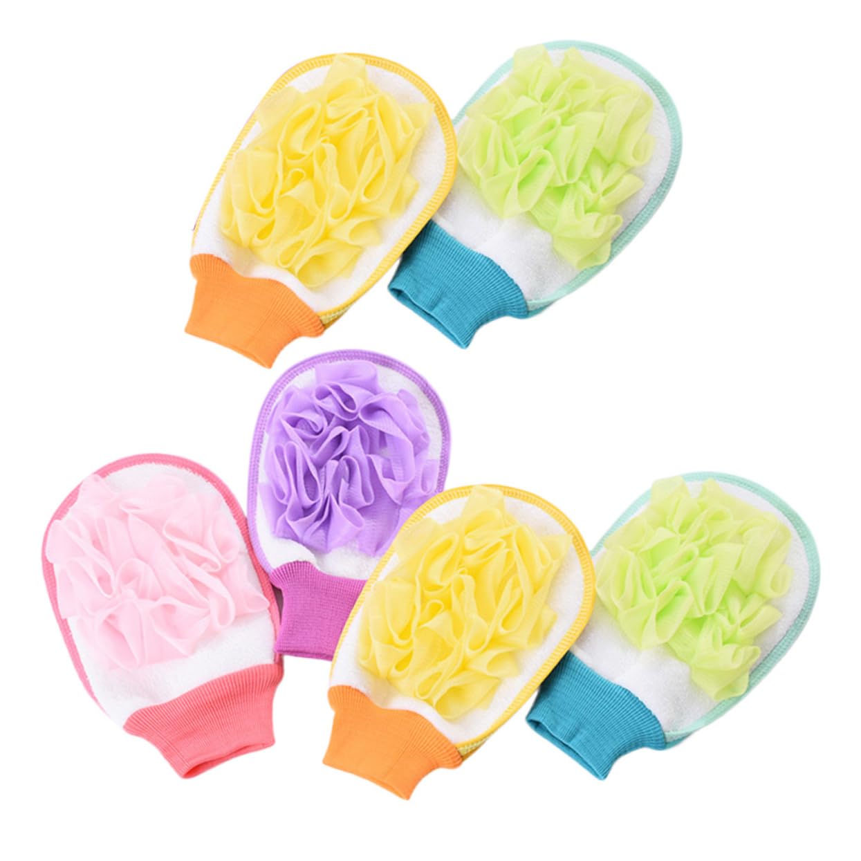 CALLARON 6PCS Bath Ball Gloves Exfoliating Body Scrub Mitts for Men and Women Durable Material for Dead Skin Removal Random for Spa and Shower Use Random Color