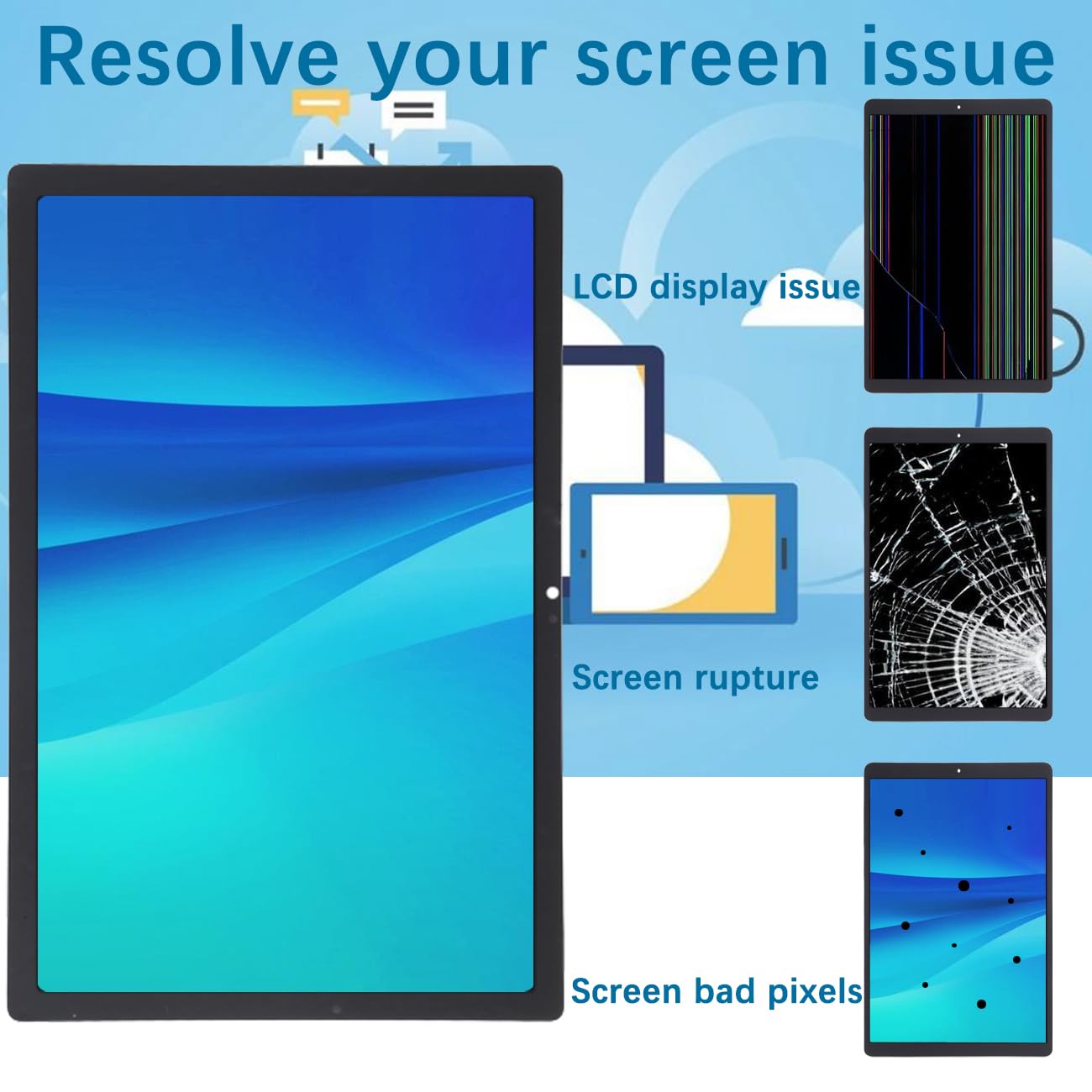 Pantalla de Pantalla para Samsung Galaxy Tab A8 10.5 (2021) X200 X205 Kit de reparación de Montaje de Pantalla LCD de Repuesto (Negro)