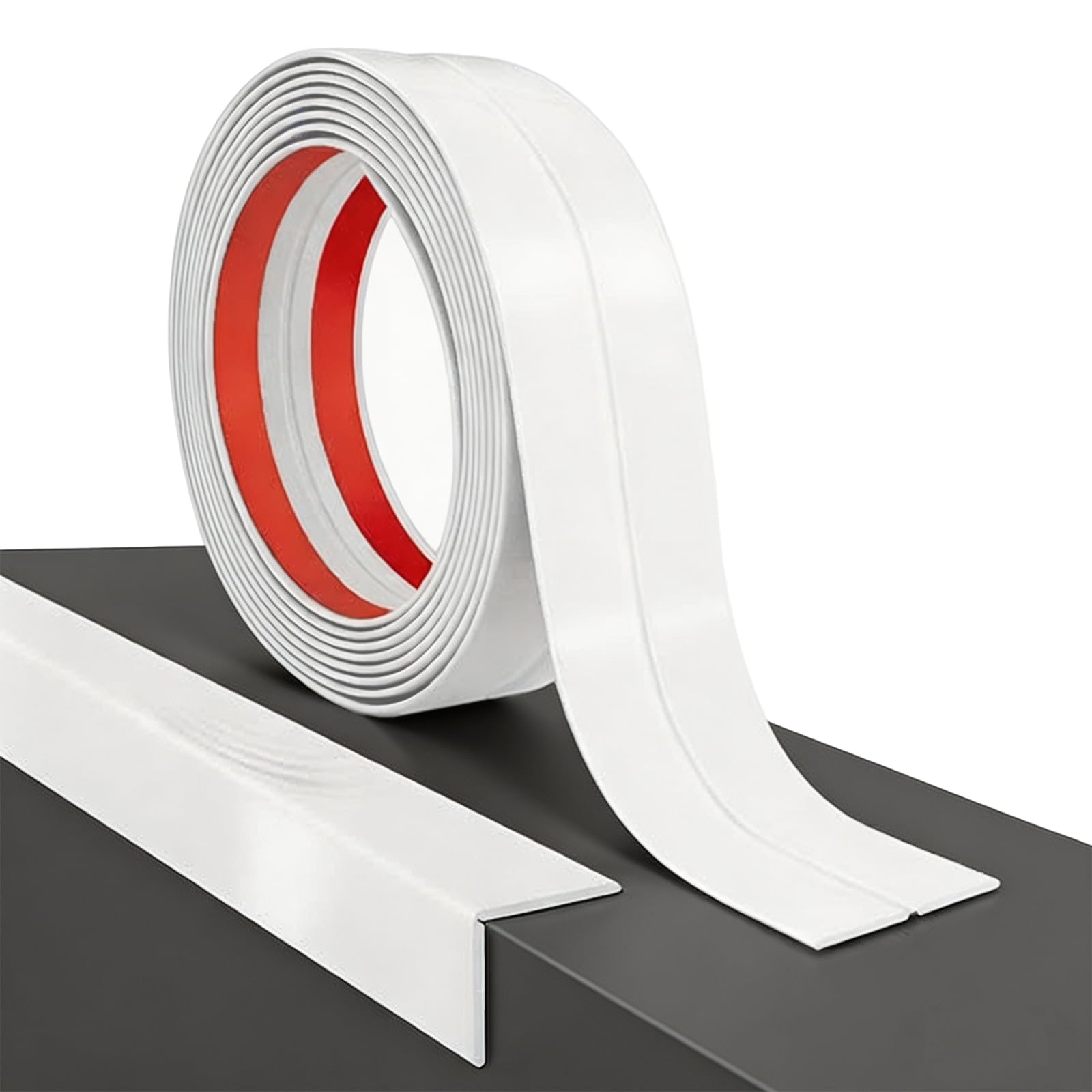 PIGIAOKA 8M PVC Moulding Trim, Self Adhesive Wall Corner Protector, Flexible Tile Trim Peel and Stick Plastic Corner Trim for Wall, Tile Edging, Ceiling, Furniture, Countertop Frame (White) (8M)