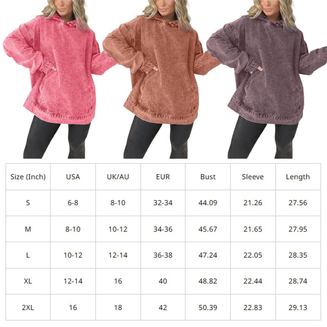 Sudadera Vaquera con Capucha para Mujer, Cuello en V, Oversize, Bolsillos Delanteros, Estilo Casual